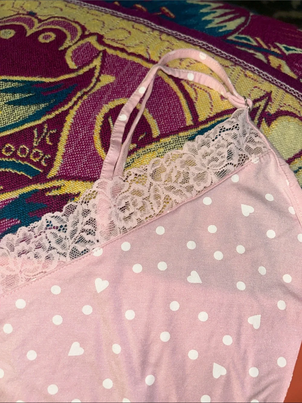 NWT pink hearts and polka dot sleep top camisole